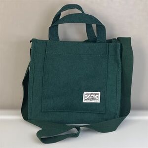 Letu Green Corduroy Tote Bag Purse Adjustable Crossbody Straps
